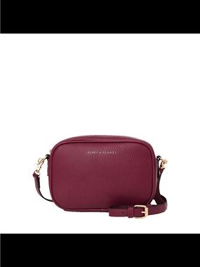Poppy & Peonies Berry Leather Crossbody with Gold Hardware